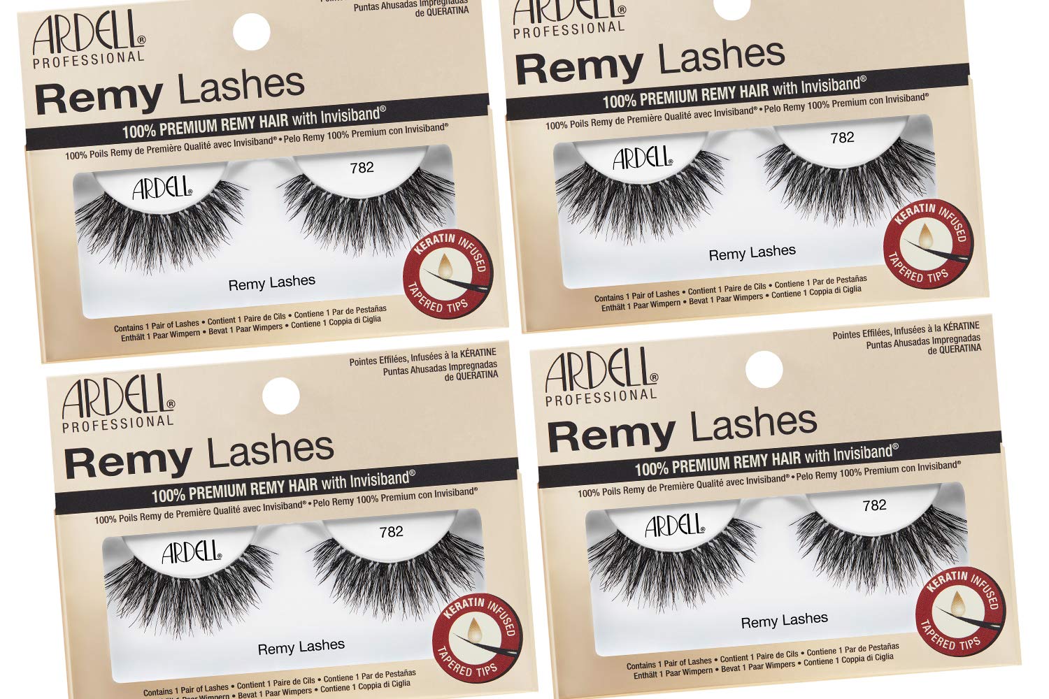 Pestañas Ardell Remy Lashes 782, banda sin nudos para acabado natural y cómodo.