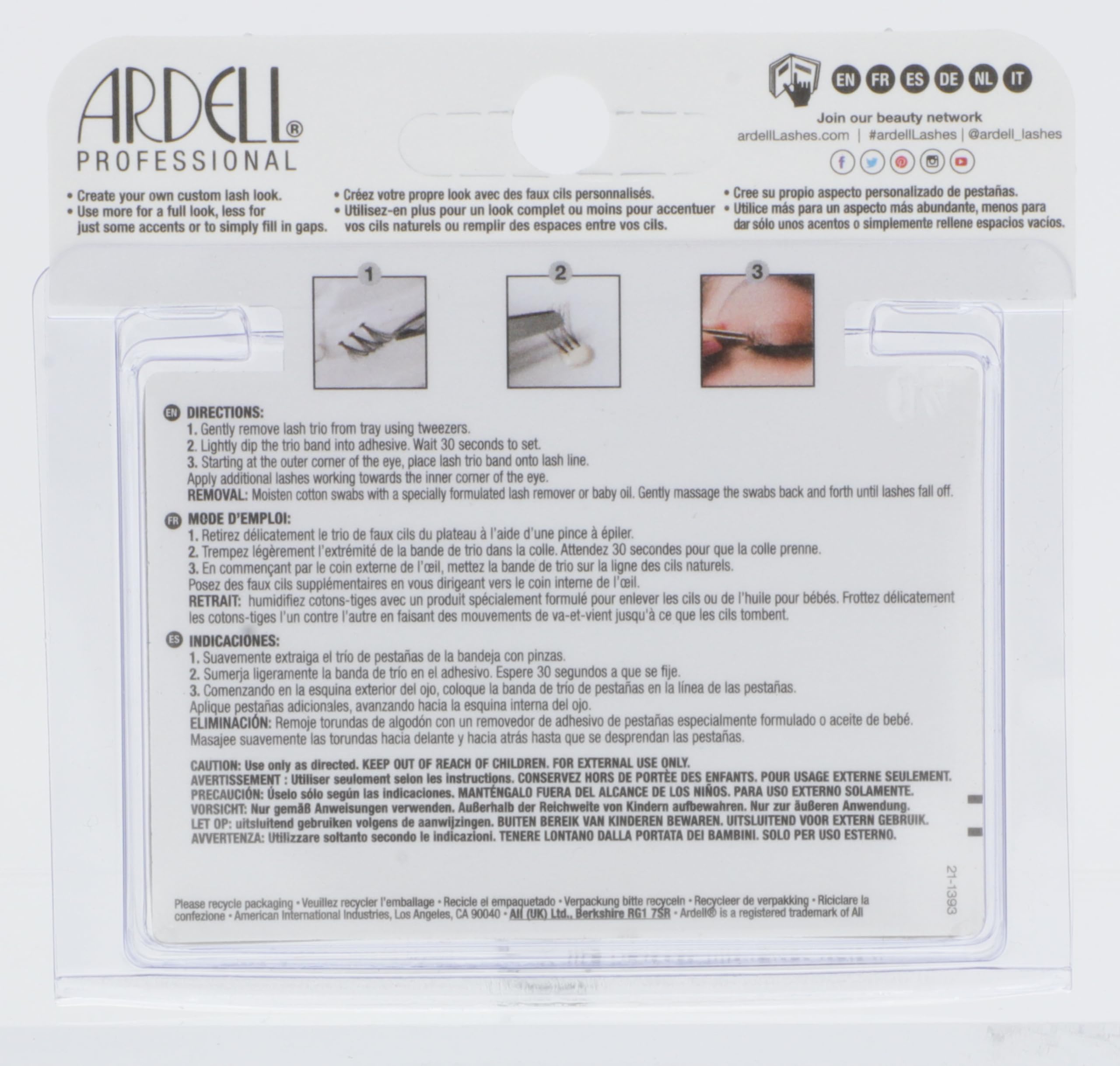 Ardell Trios Medio Negro, volumen ligero y cómodo para uso diario.