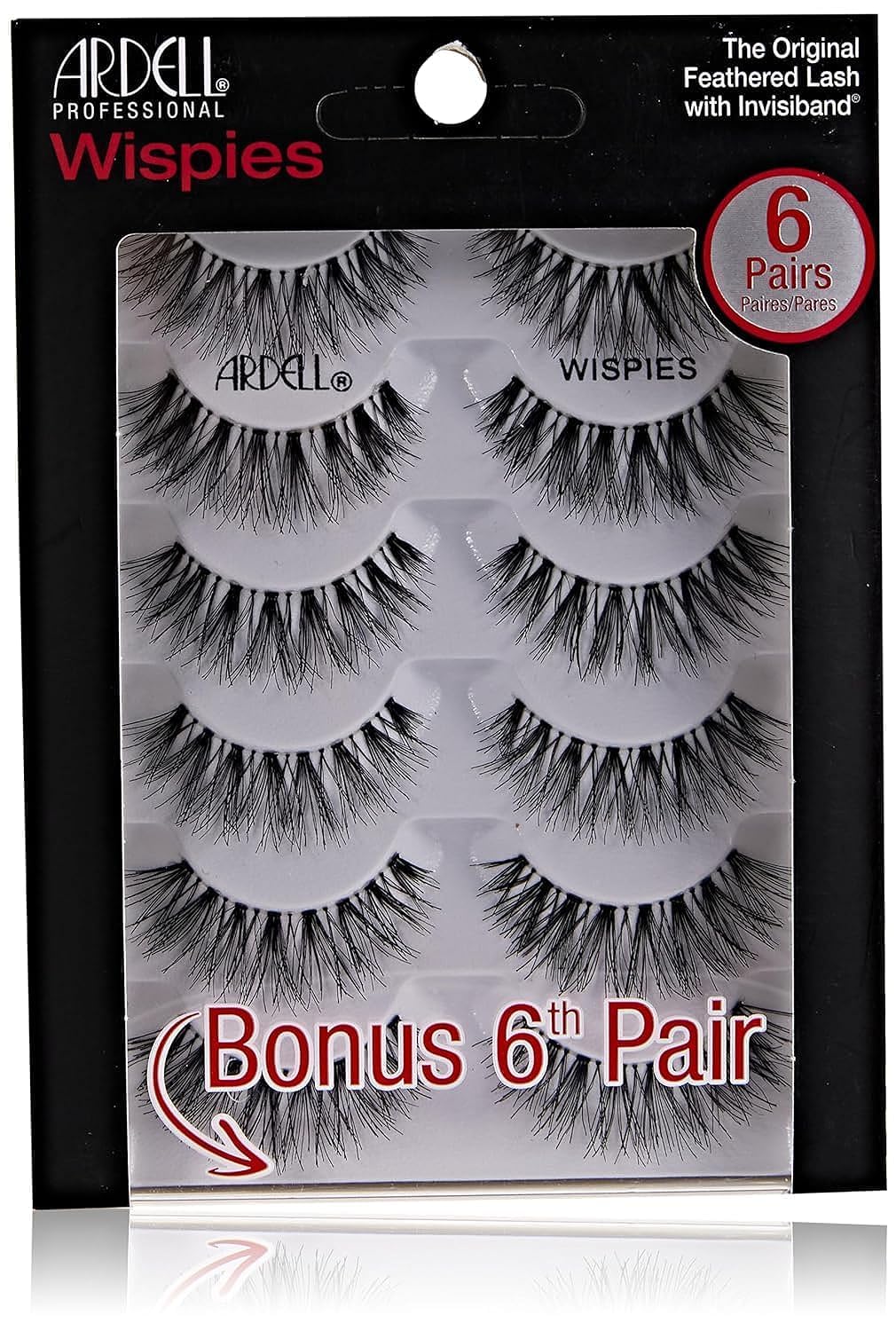 Pestañas Ardell Wispies Black en estuche de 5 pares para estilos variados.