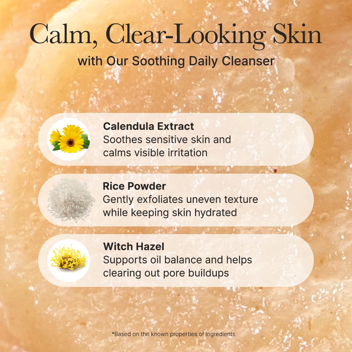 Arencia Calendula Rice Mochi Cleanser: uso diario ideal para piel normal a grasa.