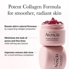 ARENCIA ingredientes con niacinamida y colágeno, posible mejora de elasticidad de la piel.