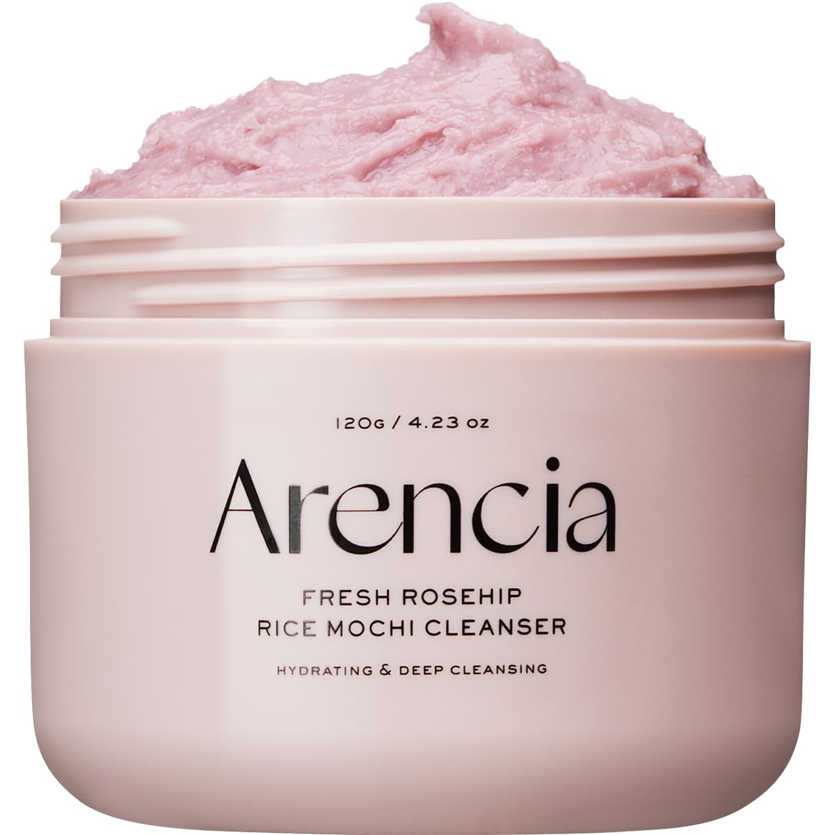 ARENCIA Nettoyant Rosehip Riz Mochi : bouteille élégante pour un nettoyage en douceur.