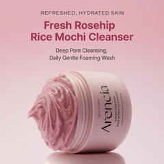 ARENCIA Emballage Rosehip Riz Mochi : présentation soignée pour une routine quotidienne.