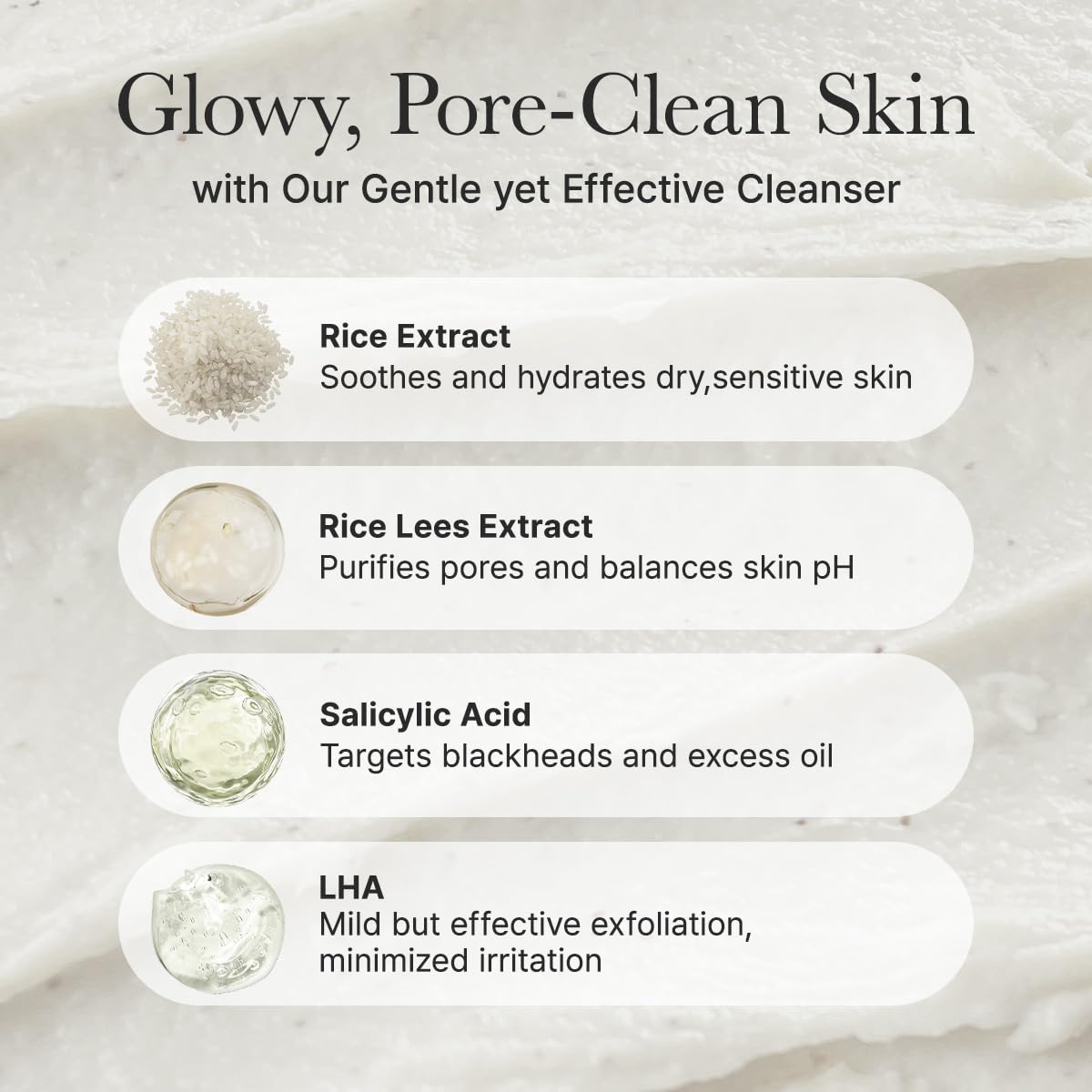 ARENCIA: ingredientes LHA y ácido salicílico para exfoliación suave.