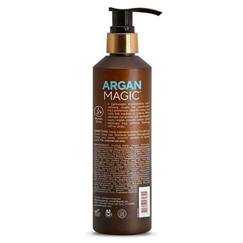 Argan Magic crema definicion rizos con aplicador para aplicación uniforme.