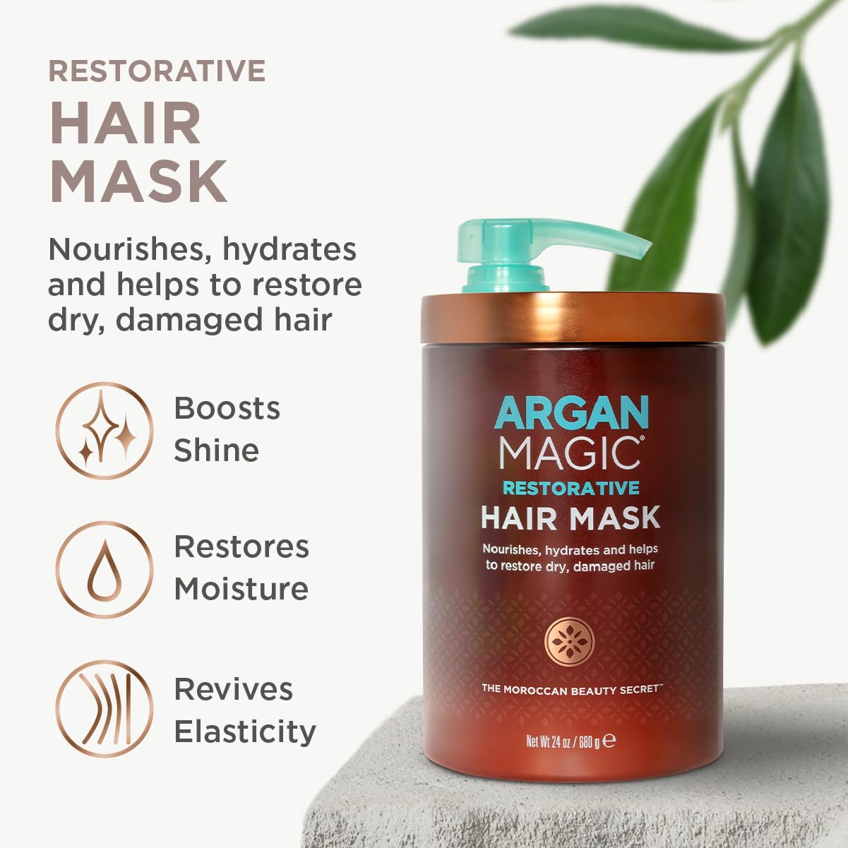 Argan Magic con aceite de argán, cabello suave tras el uso.