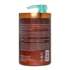 Argan Magic mascarilla restauradora, aplicación en mechones, devuelve brillo y definición.