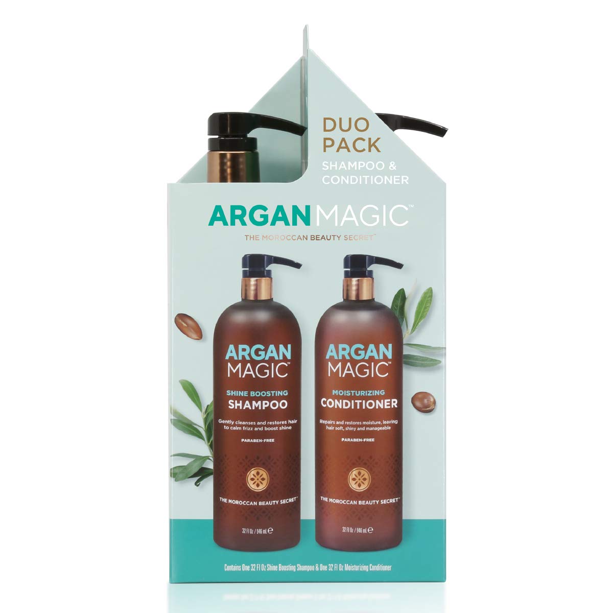Argan Magic Presentacion Dos Botellas: sistema completo para cabello saludable.