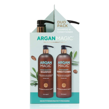 Argan Magic Presentacion Dos Botellas: sistema completo para cabello saludable.