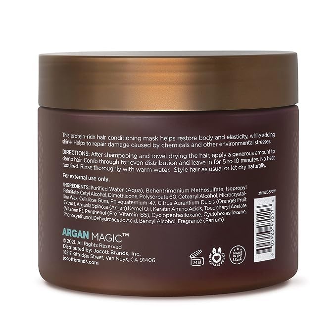 Argan Magic Restorative Hair Mask, aplicación en cabello, suaviza y mejora manejabilidad.