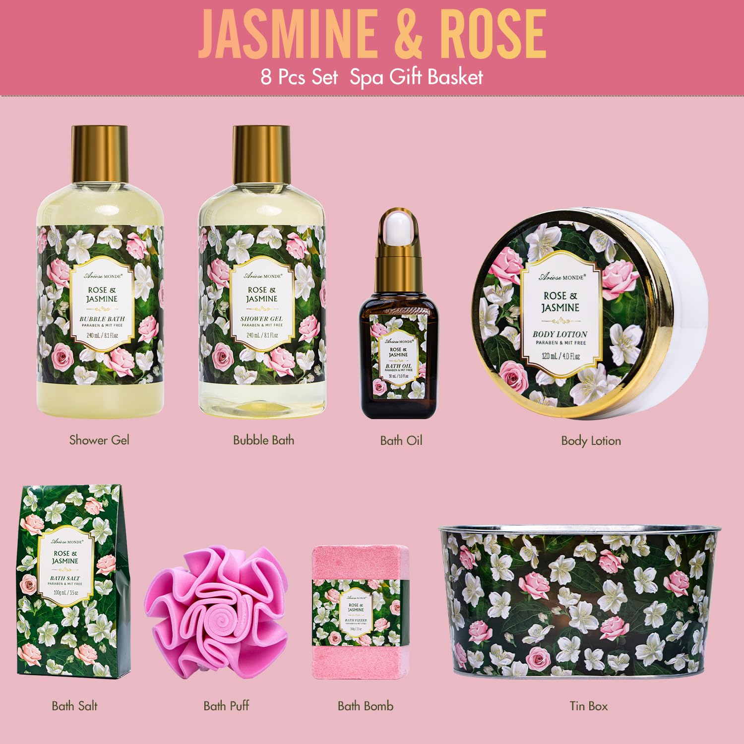 ArioseMonde bombas-de-bano rosa-jazmín ideal para un ritual de spa