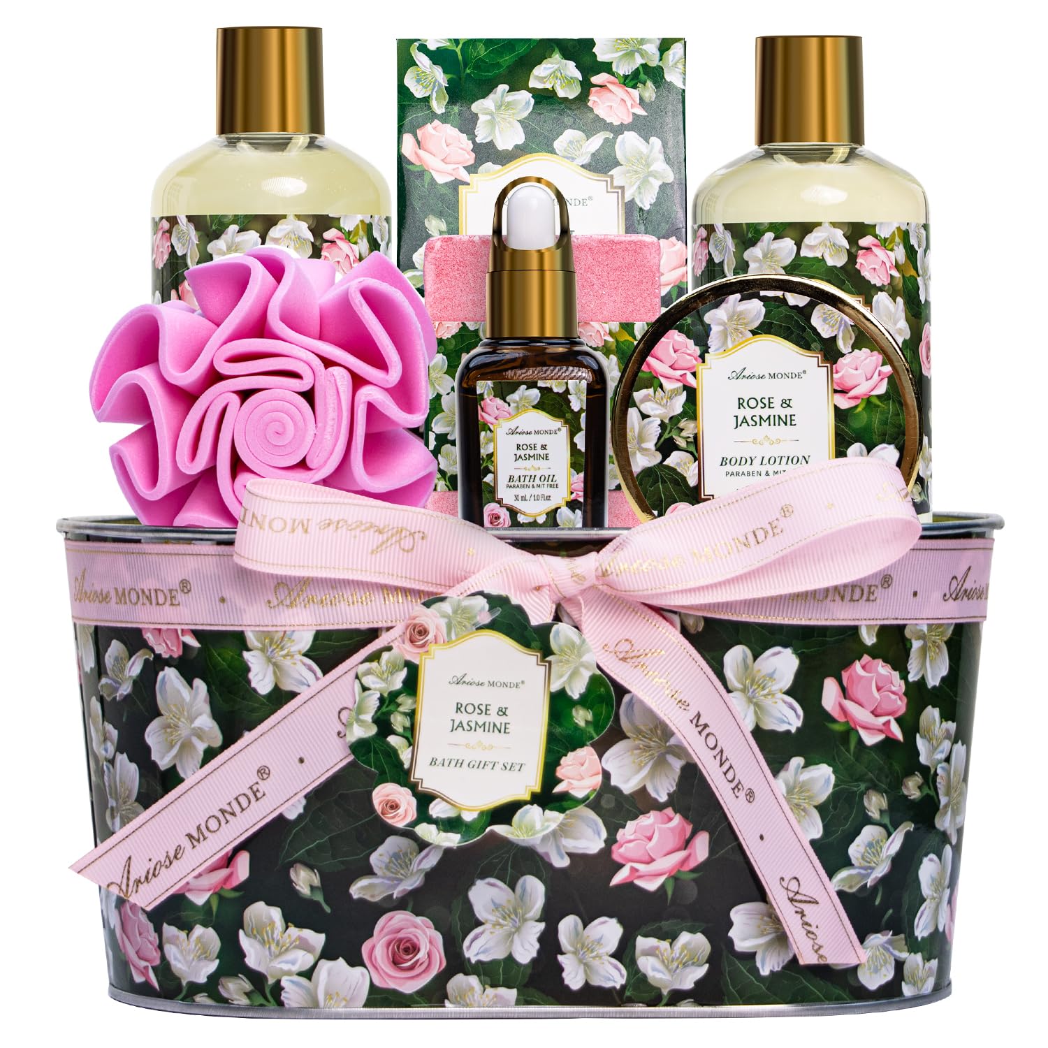 ArioseMonde cesta-regalo rosa-jazmín para relajación en casa y cuidado personal