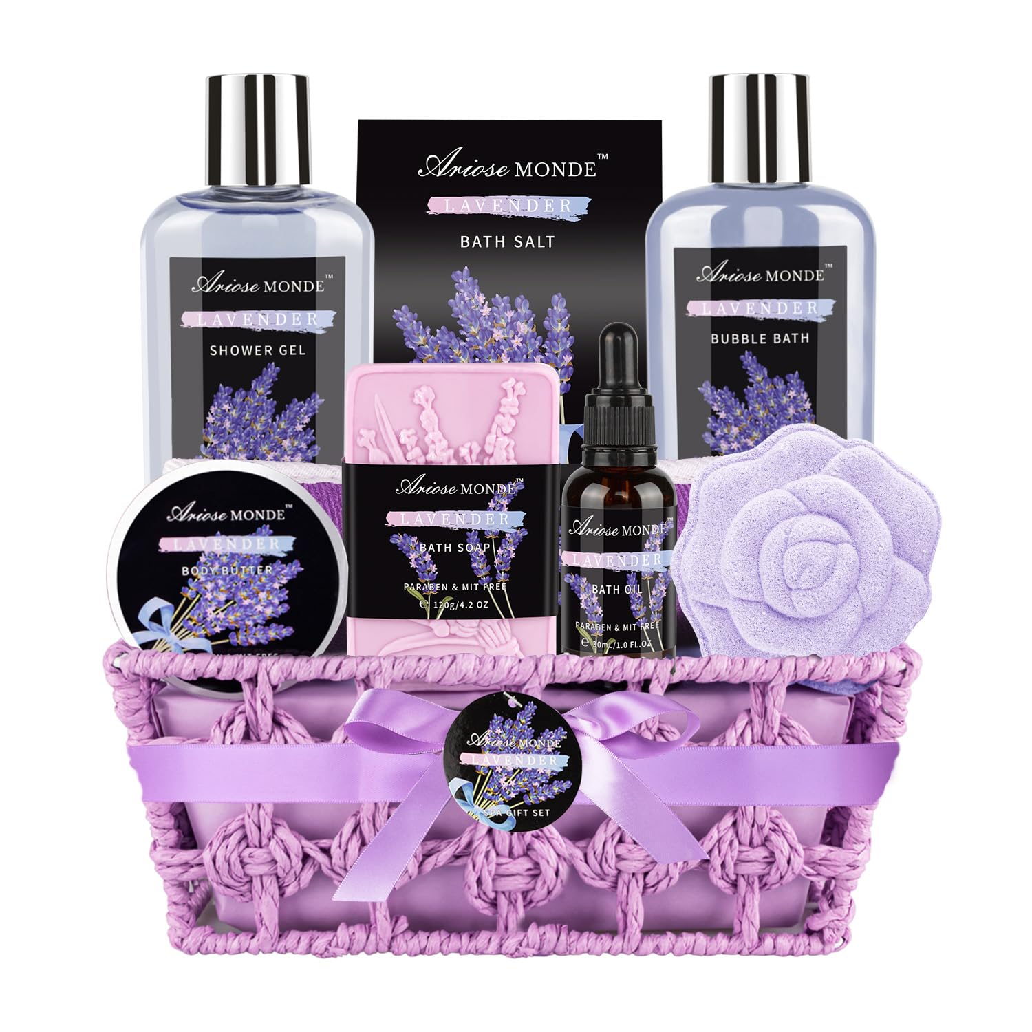 ArioseMonde gel de ducha lavanda para relajación diaria y cuidado suave de la piel.