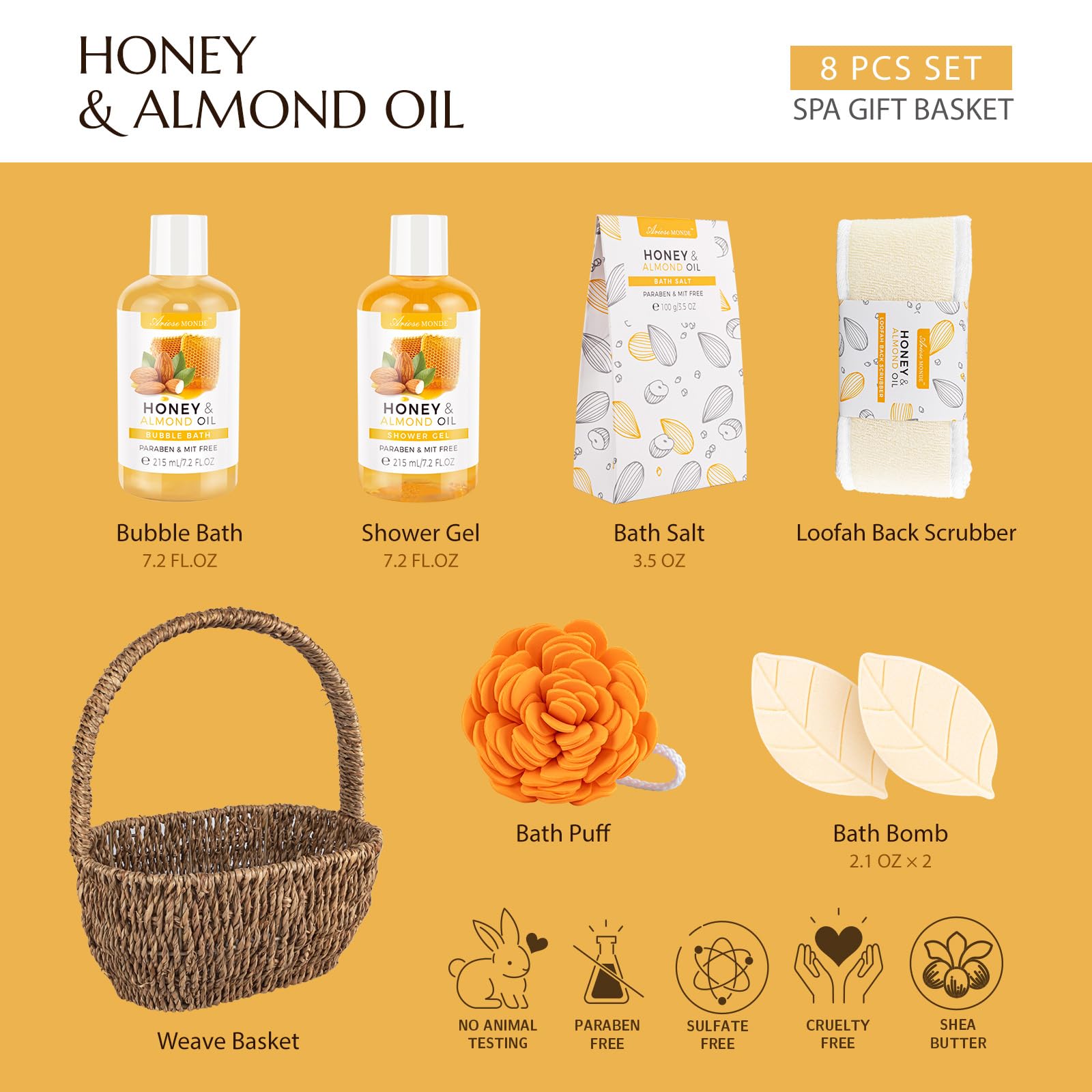 ArioseMonde gel-de-ducha miel-almendra con fragancia reconfortante