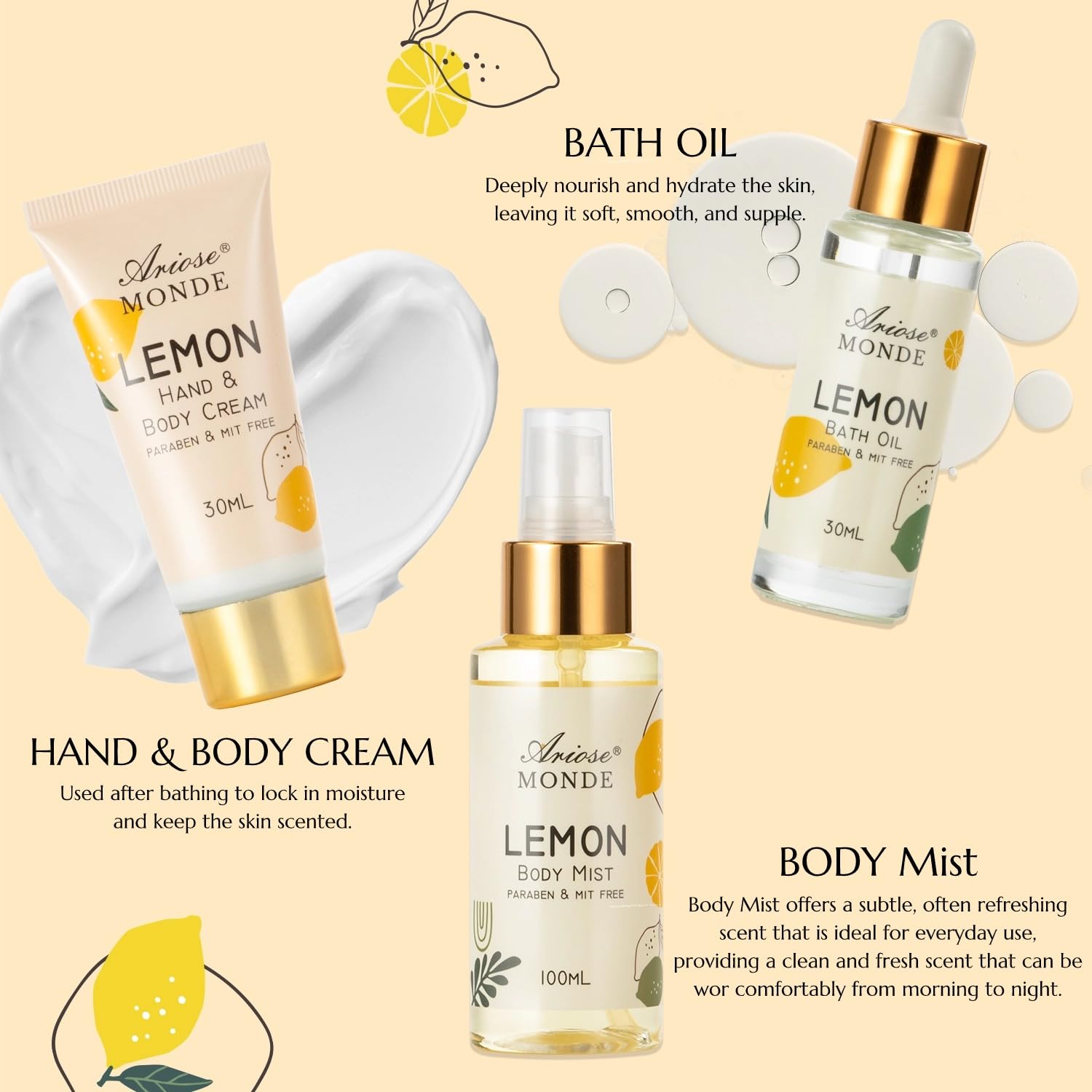 ArioseMonde jabon limón, limpieza delicada con aroma cítrico.