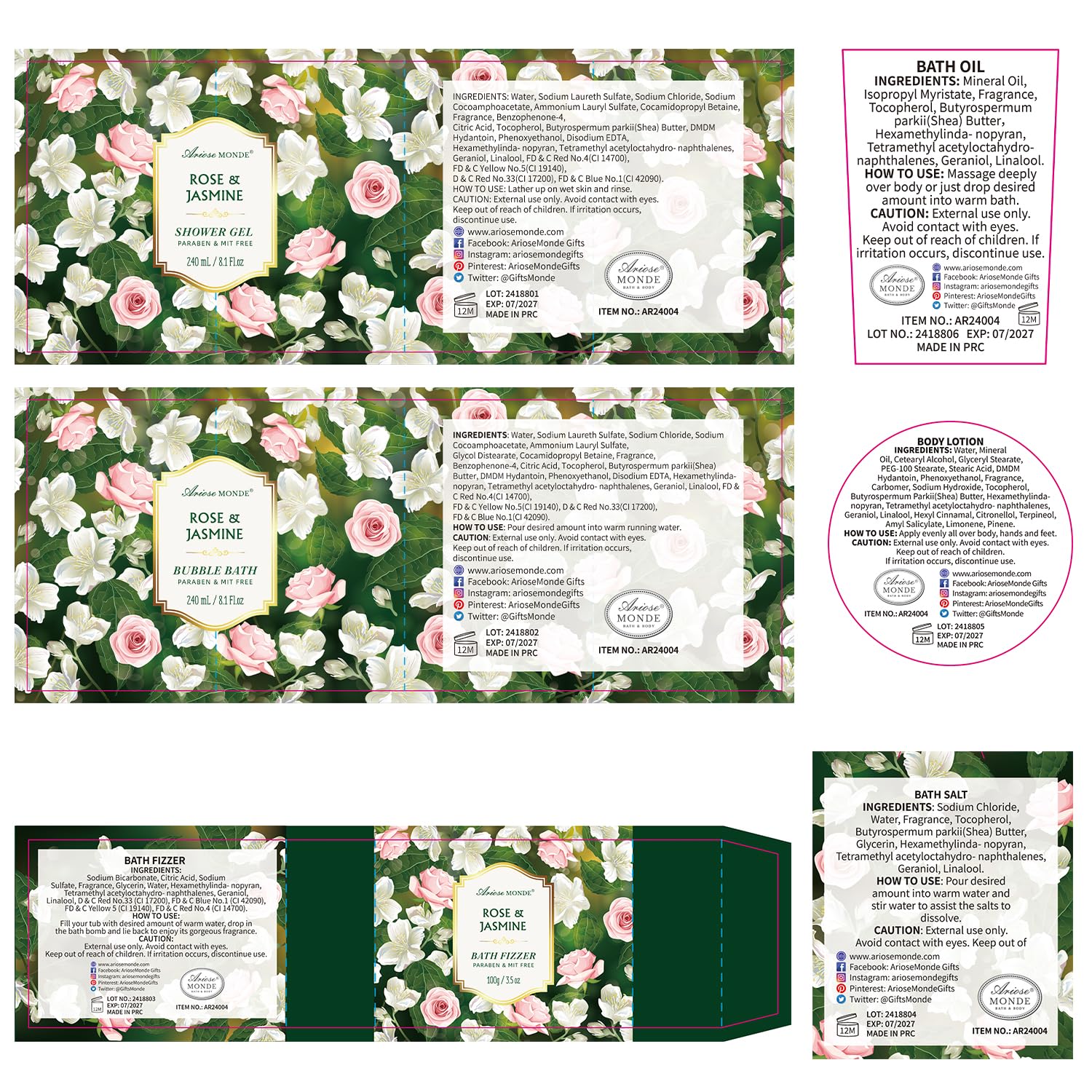 ArioseMonde set-regalo rosa-jazmin apto para spa en casa