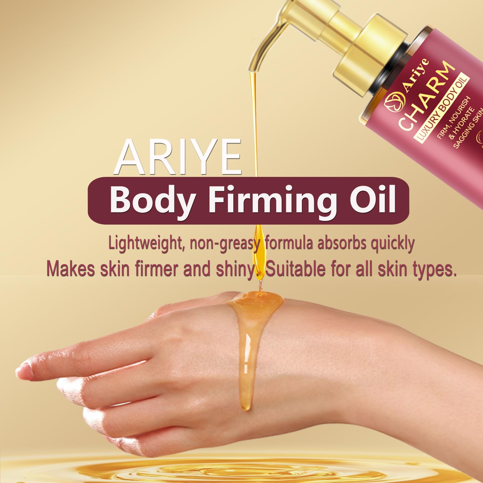 ARIYE oil applied to the arm for smooth, firming spread