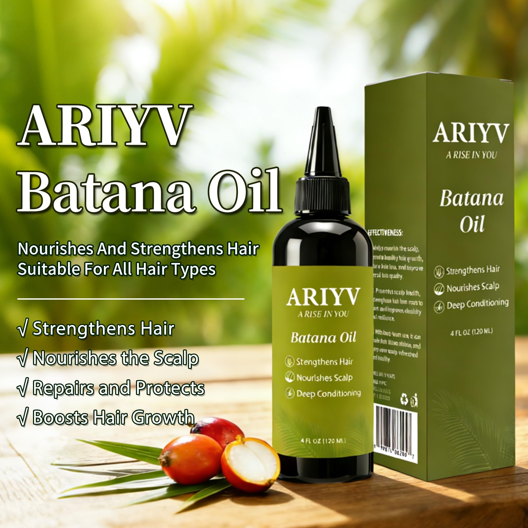 Ariyv Batana Oil – cheveux plus brillants et apparence plus saine.