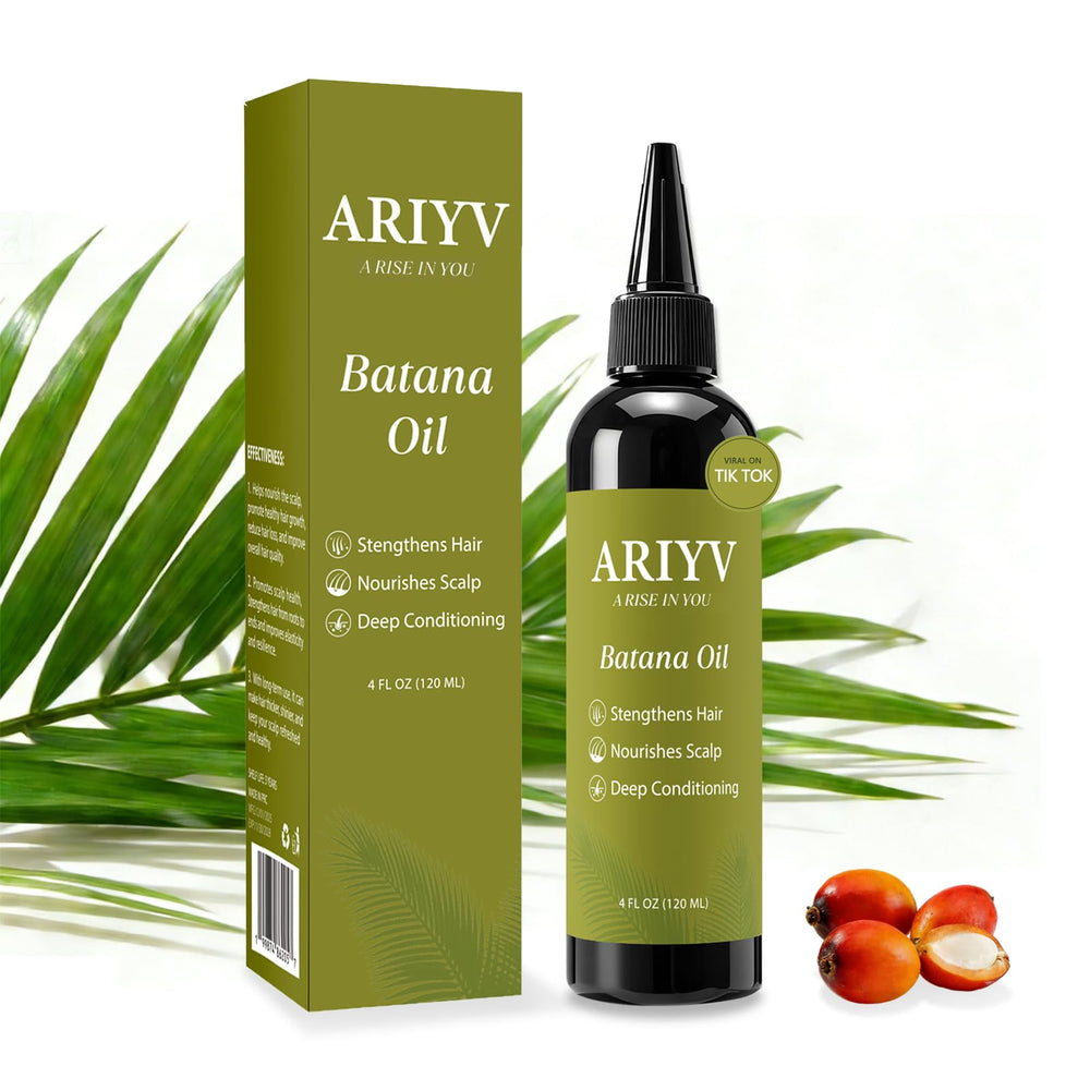 Ariyv Batana Oil, flacon pour croissance capillaire et hydratation.