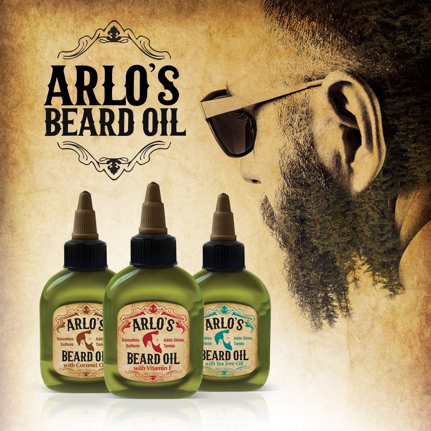Arlo's Aceite para barba original, calma irritación y sensación fresca.
