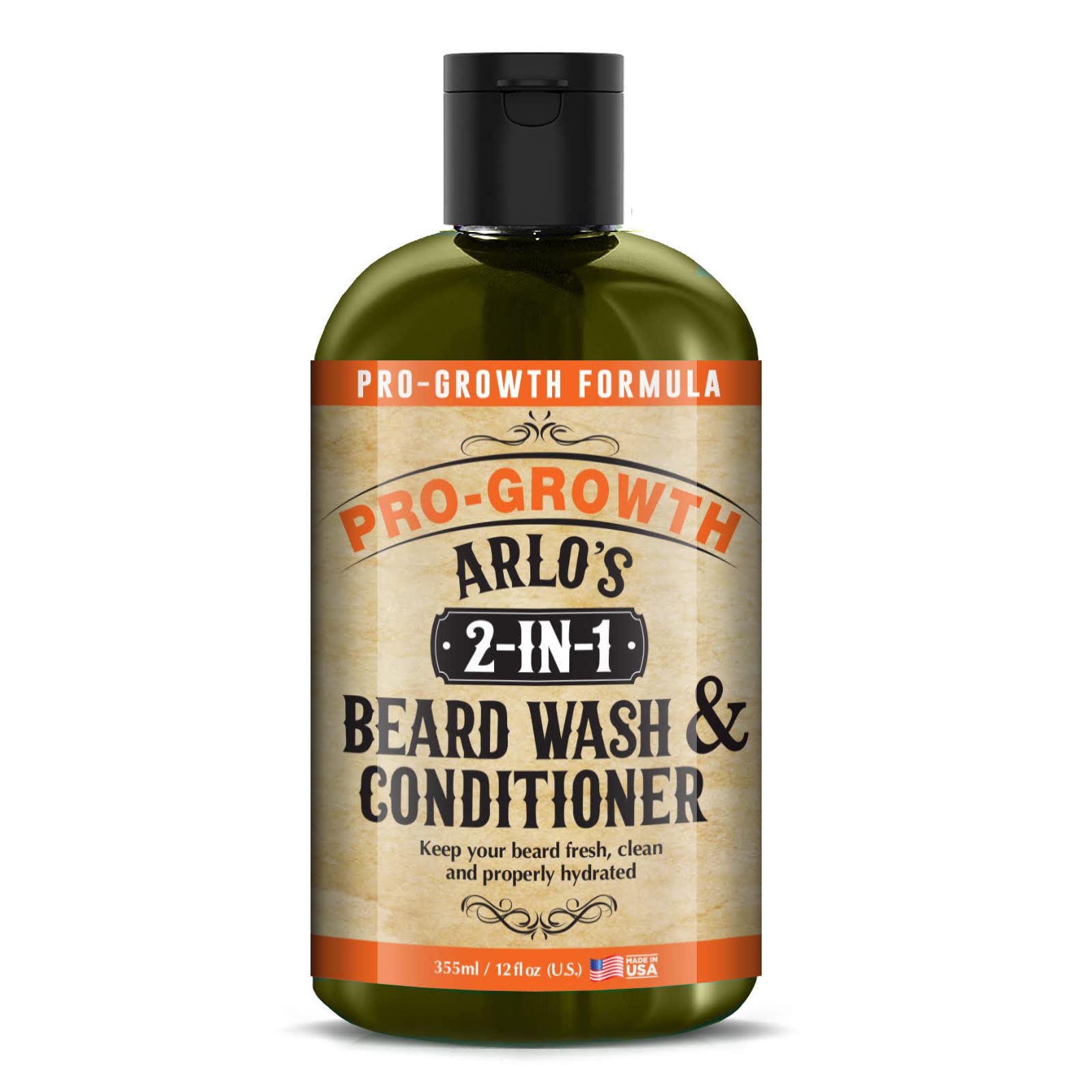 Arlo's dos-en-uno champú-barba botella para lavado suave y refrescante.