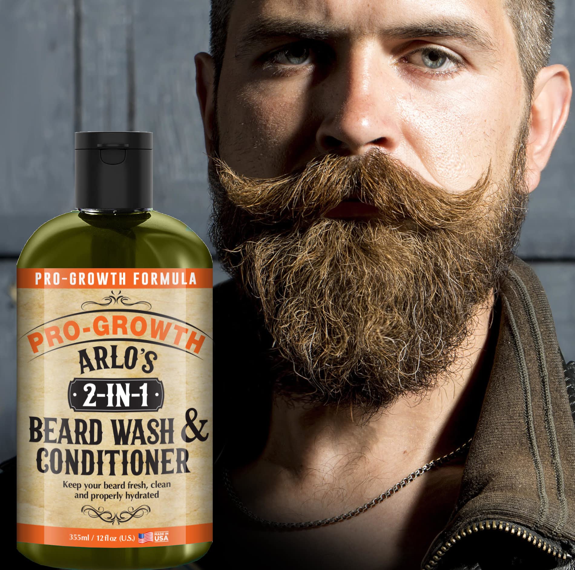 Arlo's Pro Growth fórmula cuida barba de aspecto saludable y manejable.