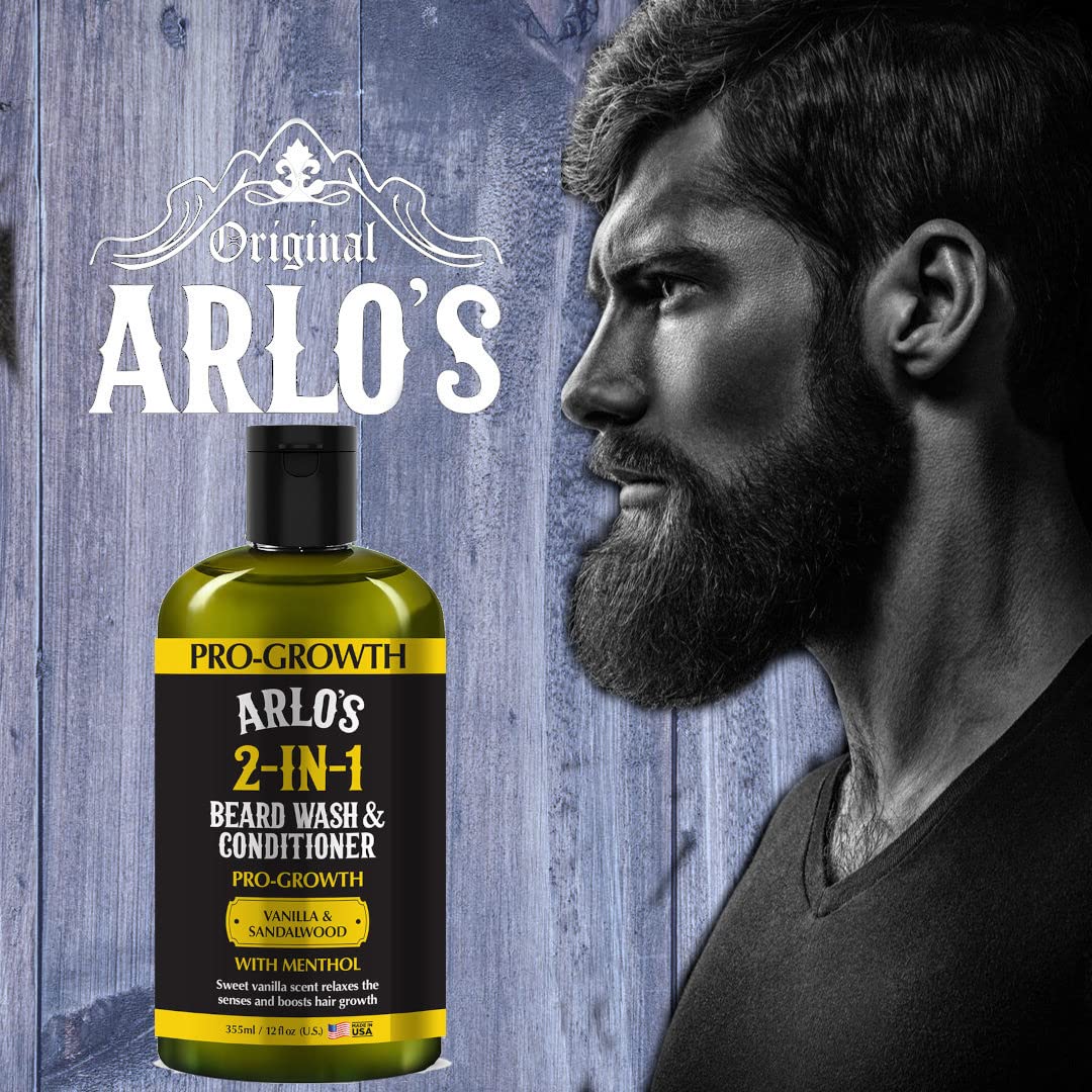 Arlo's Pro-Growth beard conditioner bottle ready to soften hair