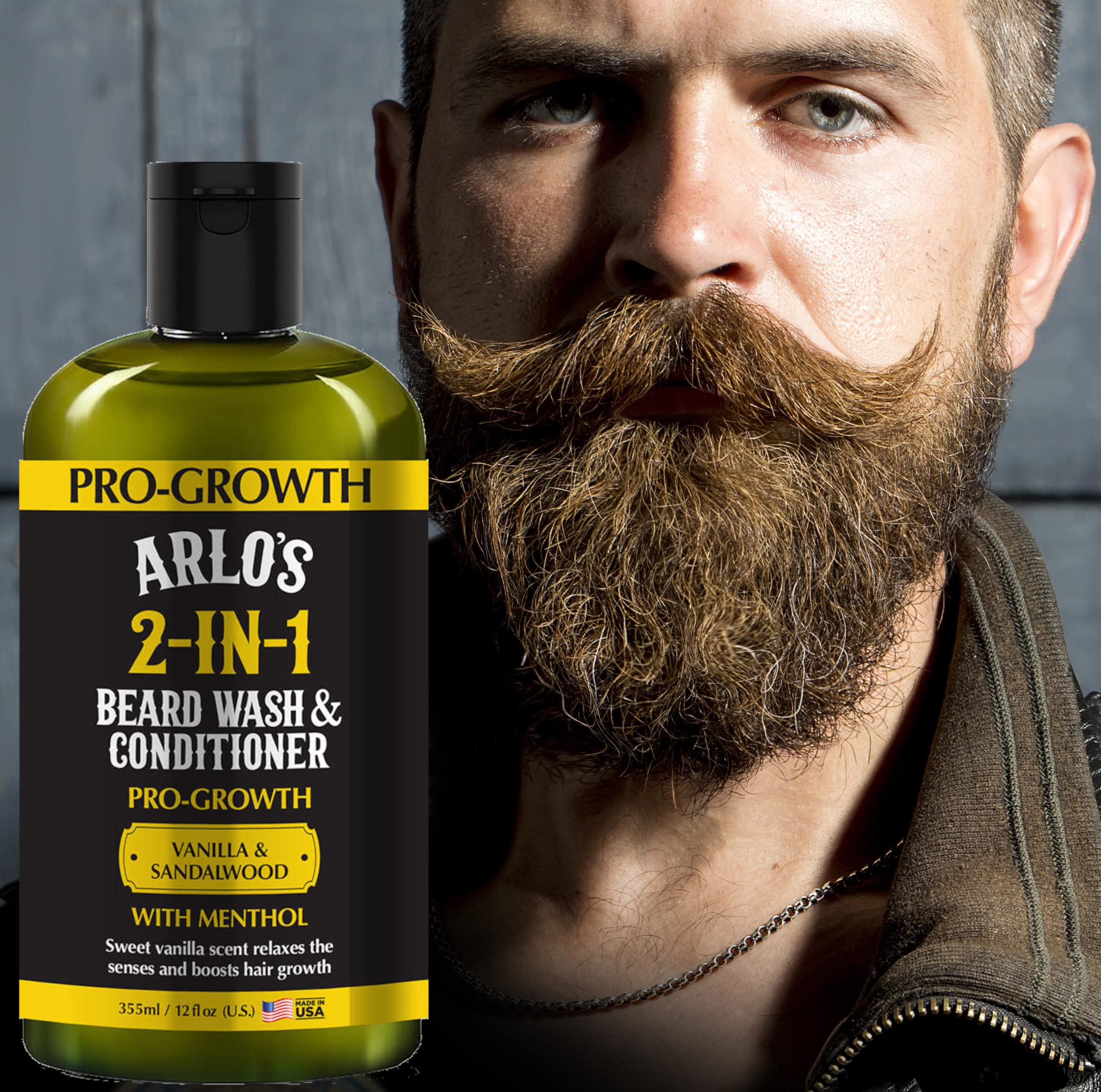 Rich foamy lather of Arlo's Pro-Growth beard wash for thorough cleansing
