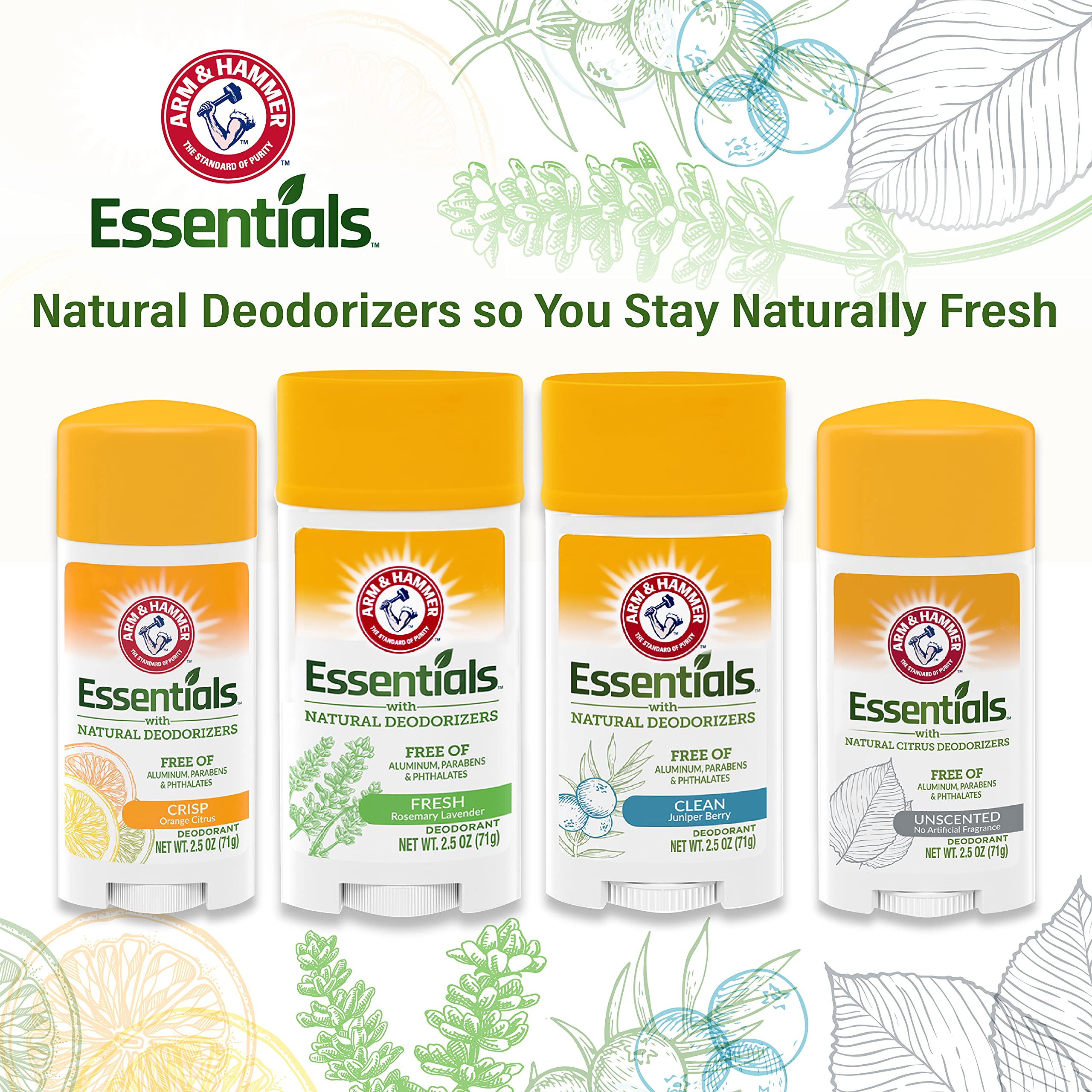 Base neutra de Arm & Hammer Essentials para rutina diaria sin fragancia.