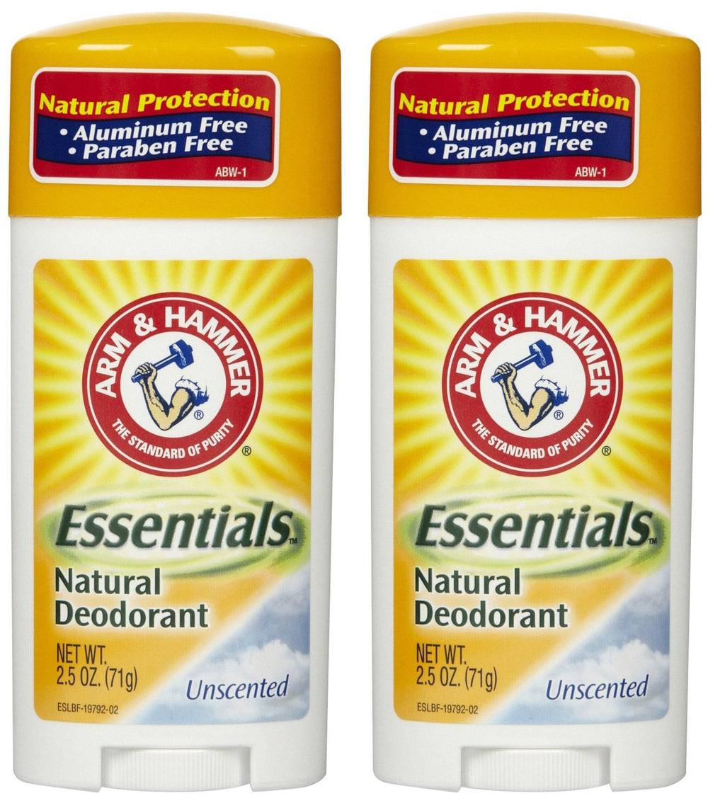 Arm & Hammer Essentials desodorante natural sin fragancia, dos unidades de 2,5 onzas para uso diario.