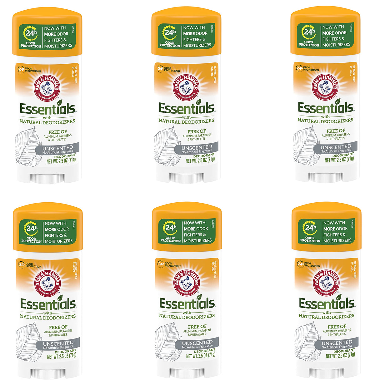 Arm & Hammer Essentials Desodorante sólido sin aroma, envase visible, ideal para piel sensible.