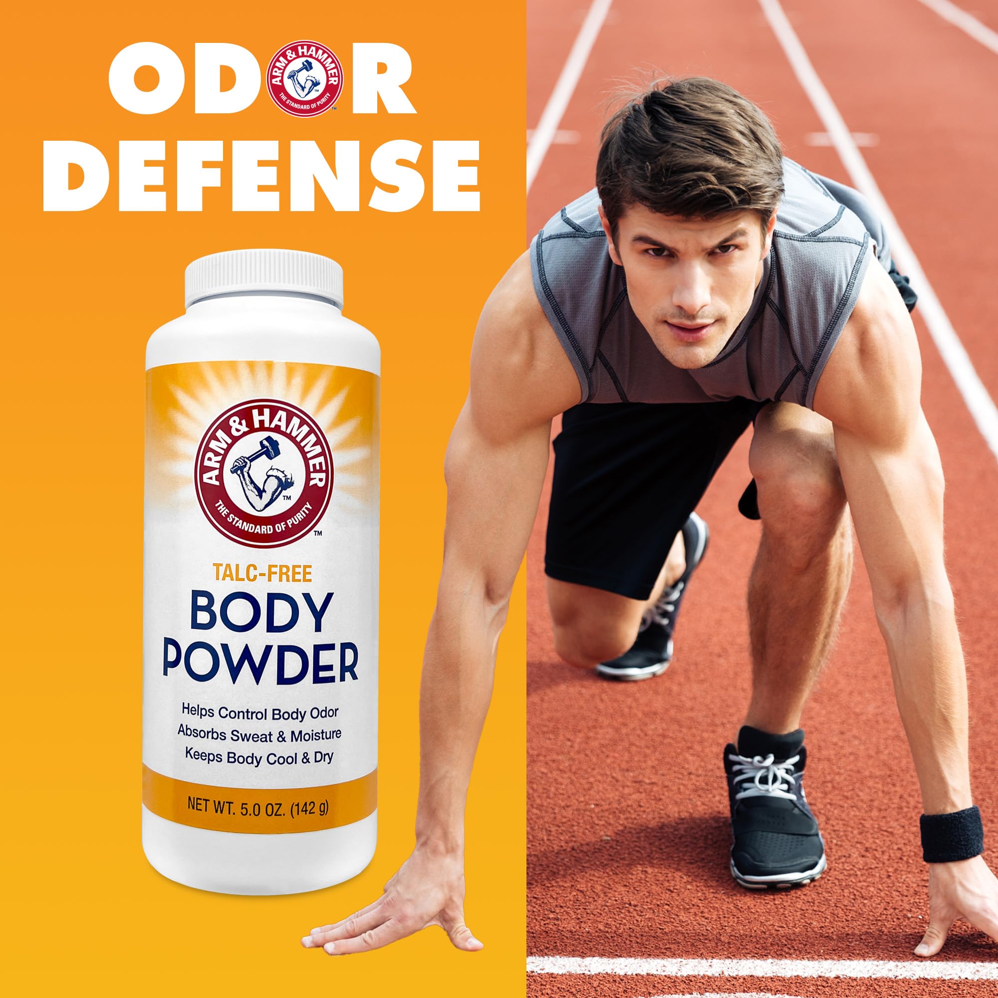 Arm & Hammer polvo corporal sin talco, sensación de frescura y sequedad diaria.