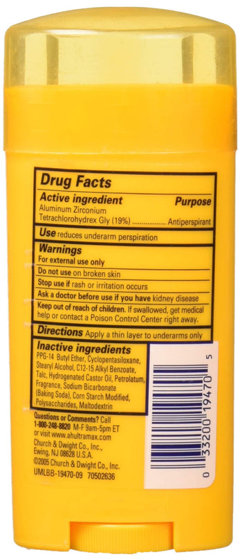 Arm & Hammer Ultramax etiqueta polvo fresco; fragancia para todo el día