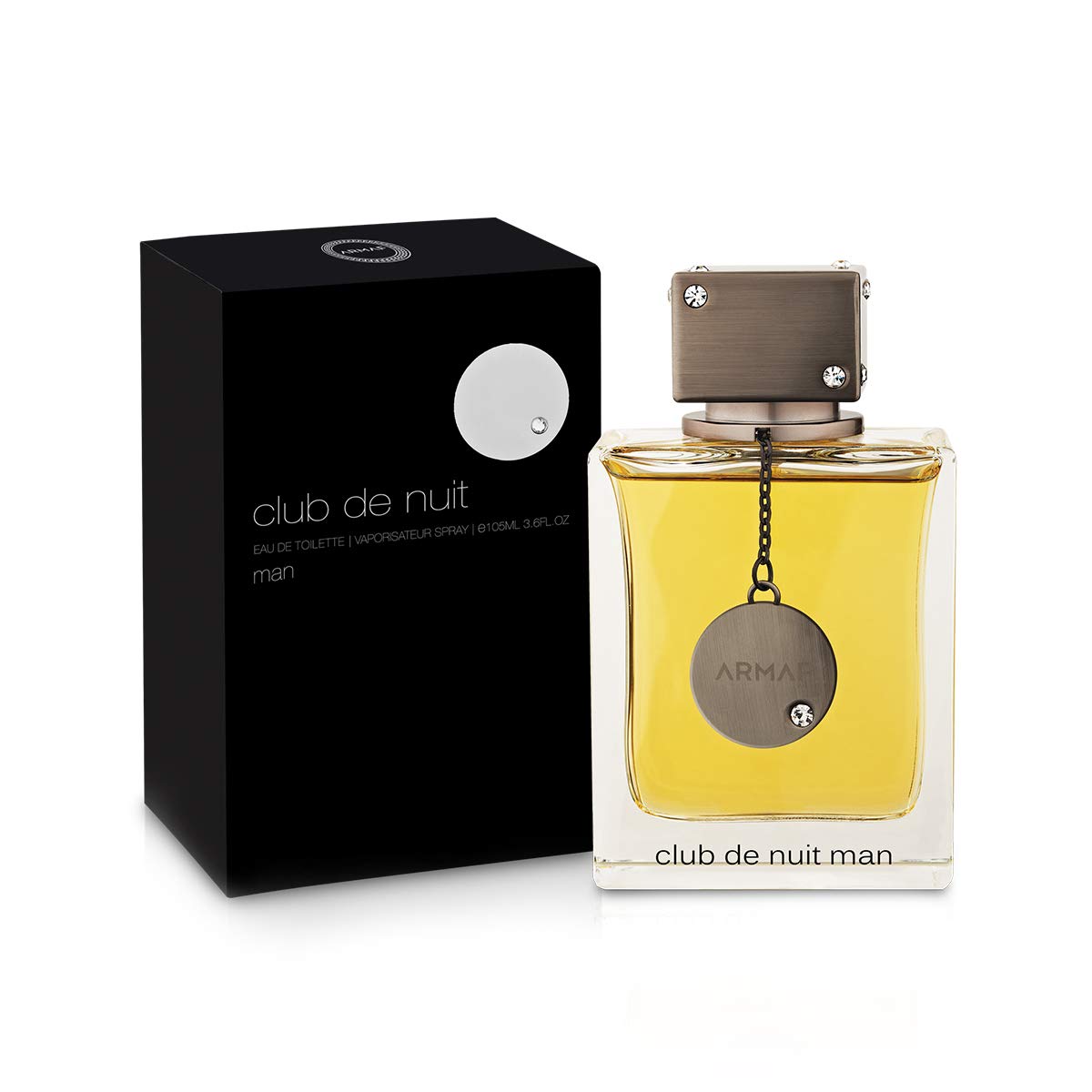 Armaf Club de Nuit Man, frasco lateral, aroma fresco que complementa días de trabajo.