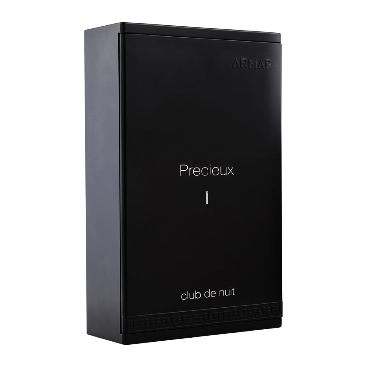 Armaf Club de Nuit Precieux, frasco de perfume, aroma ambarado para uso diario elegante.