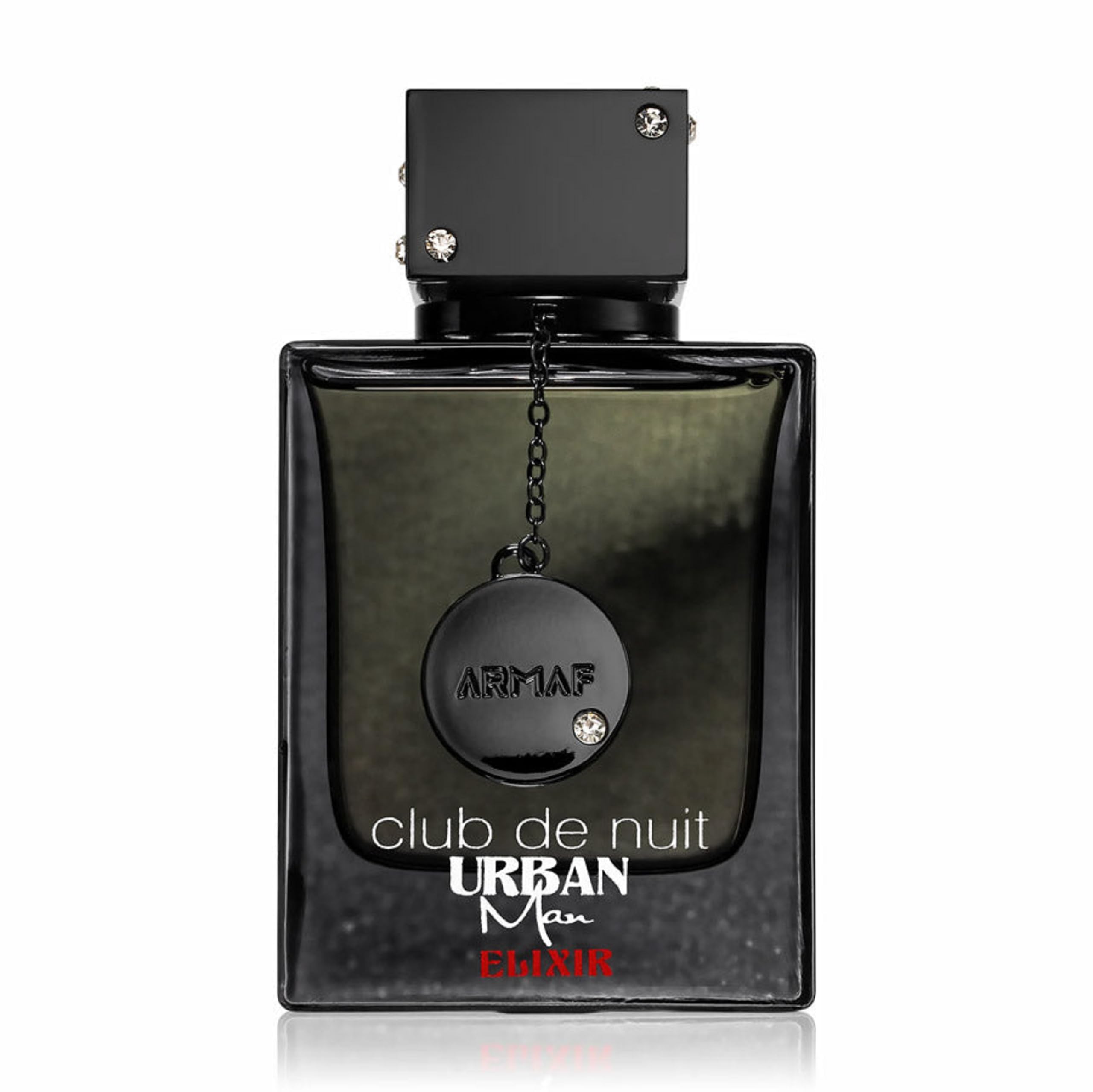 Frasco de Armaf Club De Nuit Urban Elixir, diseño elegante para ocasiones formales.