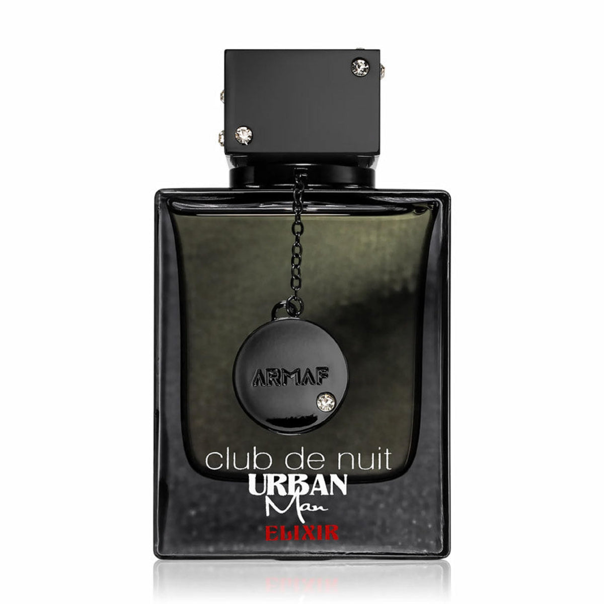 Frasco de Armaf Club De Nuit Urban Elixir, diseño elegante para ocasiones formales.
