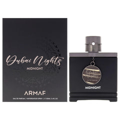 Armaf Dubai Nights Midnight, botella elegante para uso nocturno y ocasiones especiales.