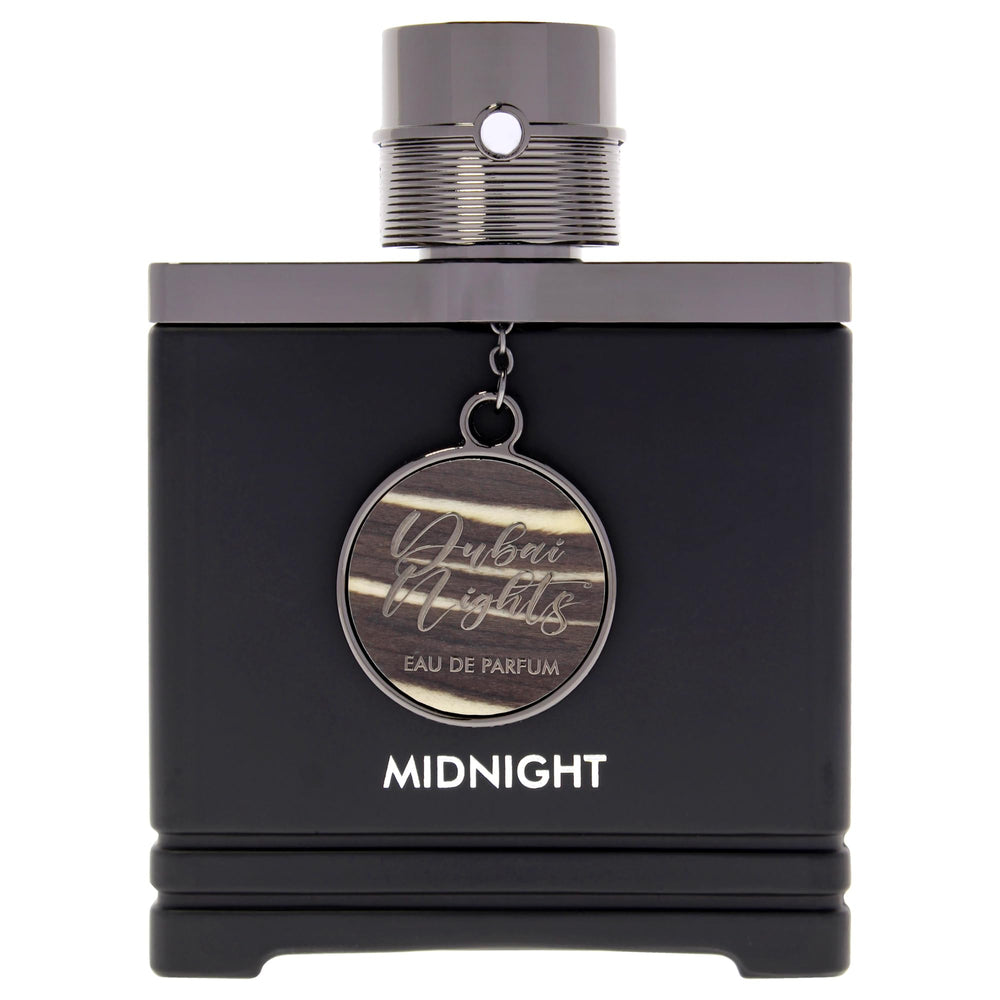 Armaf Dubai Nights Midnight, frasco cercano para sensaciones intensas en la noche.