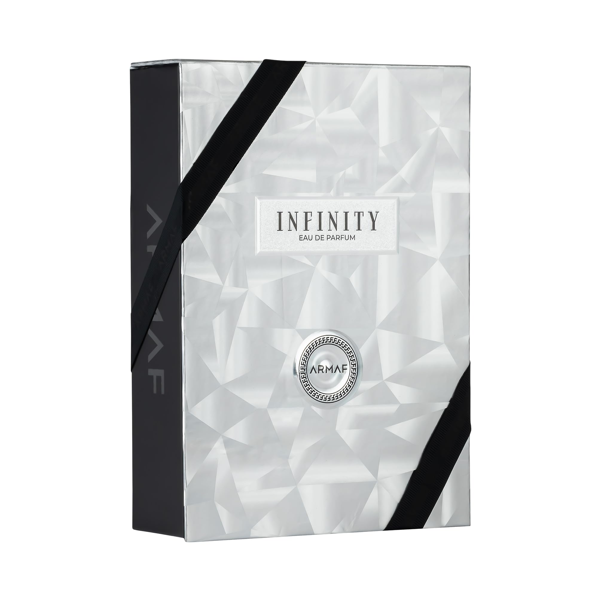 Armaf Infinity para Hombres, detalle de la tapa, presencia duradera para noches y reuniones.