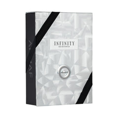 Armaf Infinity para Hombres, detalle de la tapa, presencia duradera para noches y reuniones.