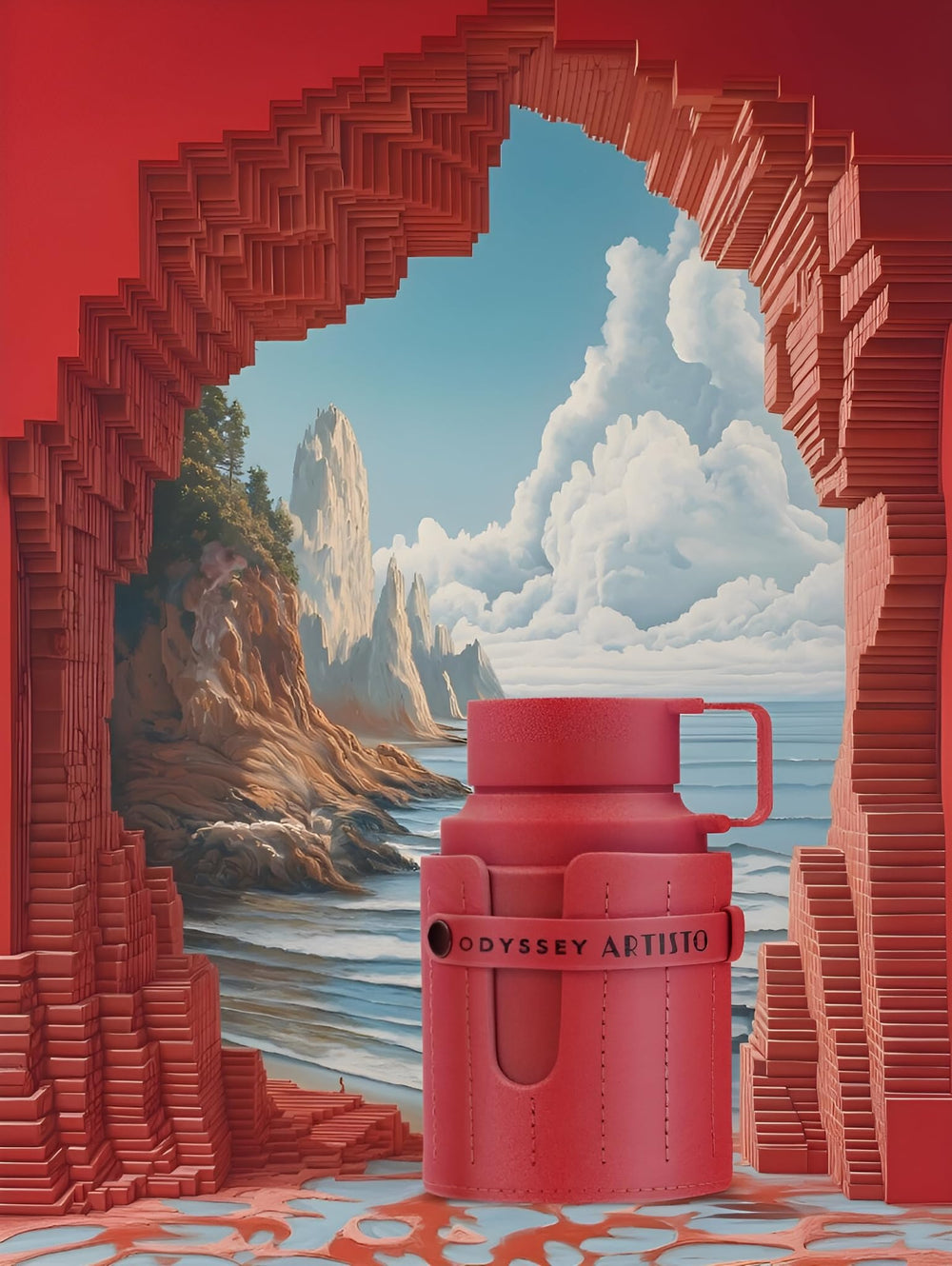 Armaf Odyssey Artisto Rojo: frasco con aroma tropical y duradero