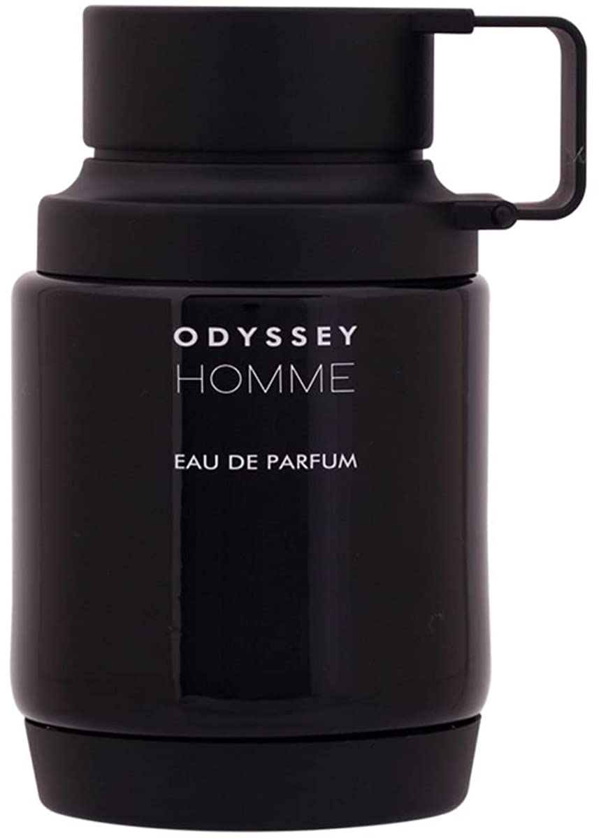 Armaf Odyssey Homme: vista frontal de la botella con aroma duradero para uso diario.
