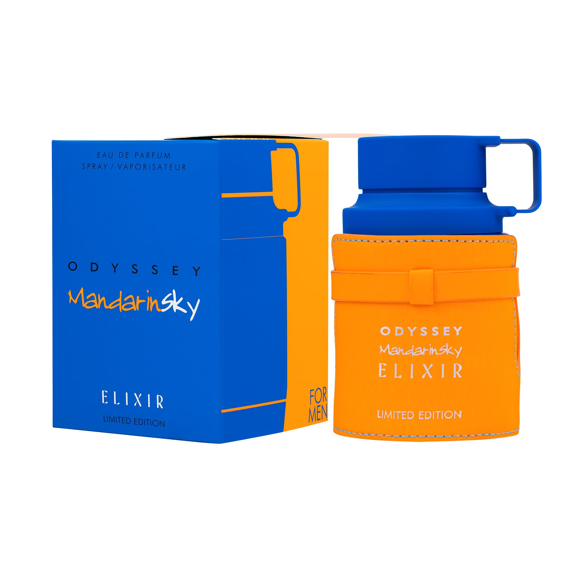 Armaf Odyssey Mandarin Sky Elíxir – empaque, transmite presencia masculina para eventos formales.
