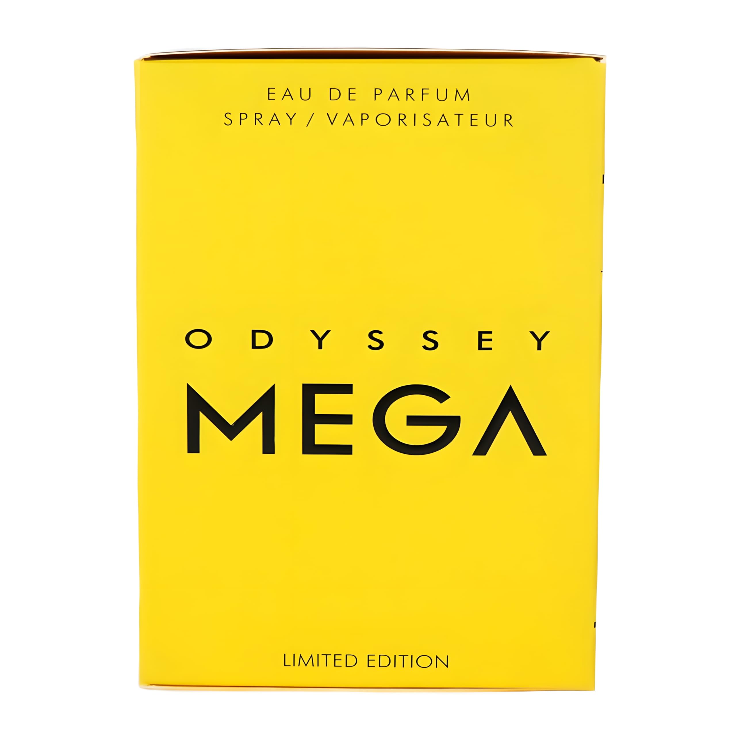 Detalle del frasco Odyssey Mega EDP Armaf, captura el lujo y la intensidad.