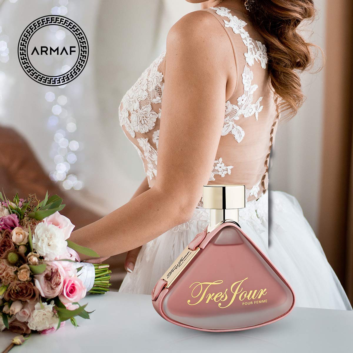 Armaf Tres Jour para mujer, notas cítricas y florales que perduran.