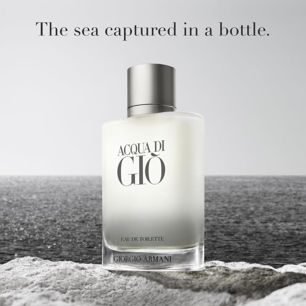 Etiqueta elegante de Acqua di Gio sugiere calidad premium.