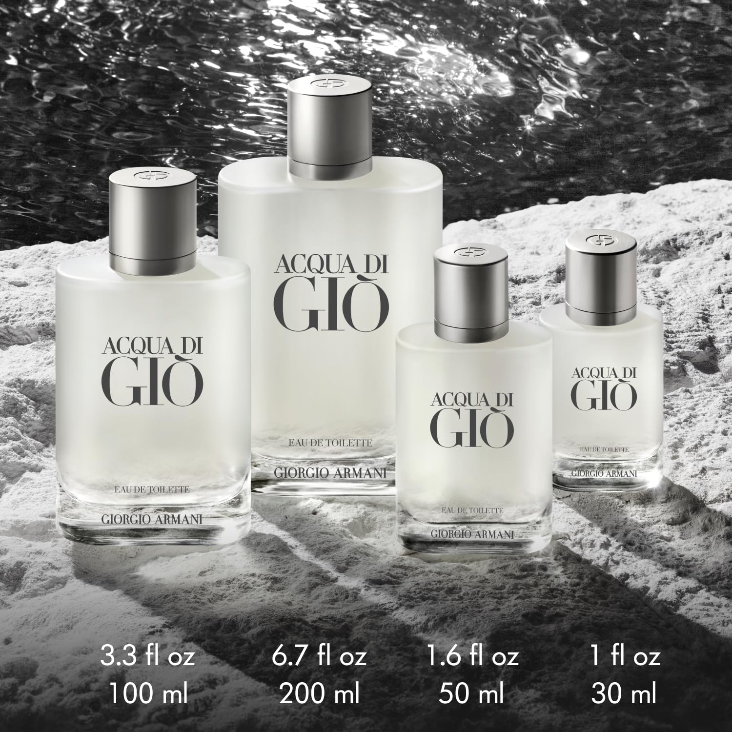 Armani Beauty Acqua di Gio, notas bergamota en primer plano, sensación marina.