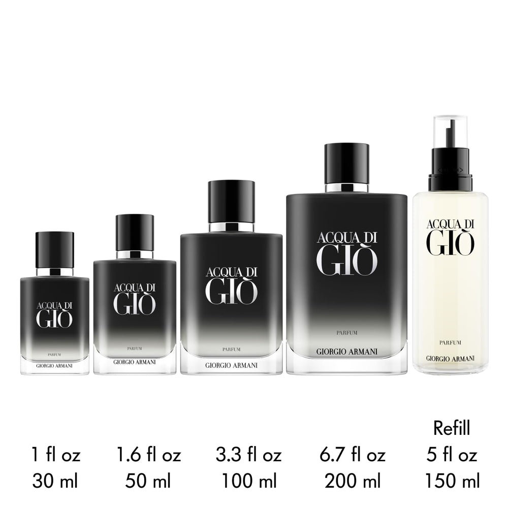 Armani Beauty Acqua di Giò Parfum, empaque mate, estética sobria y elegante.