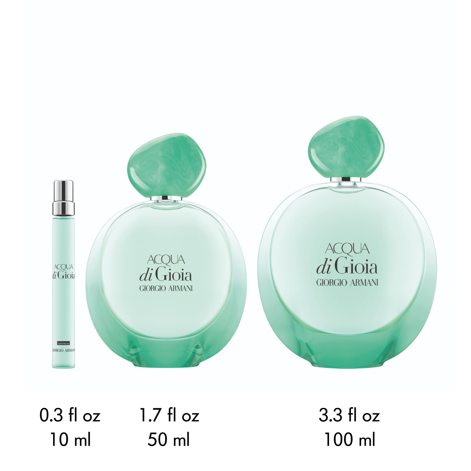 Armani Beauty Acqua Di Gioia Intensa, gradiente de color mint a turquesa, sensación fresca.